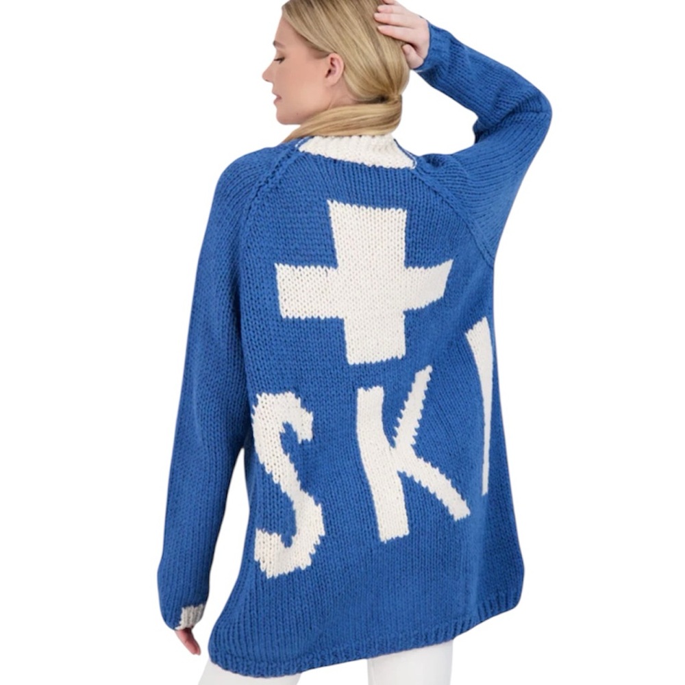 Cotes of London Wool Hand Made Knit Buxton Apres Ski Cardigan Sweater One Size